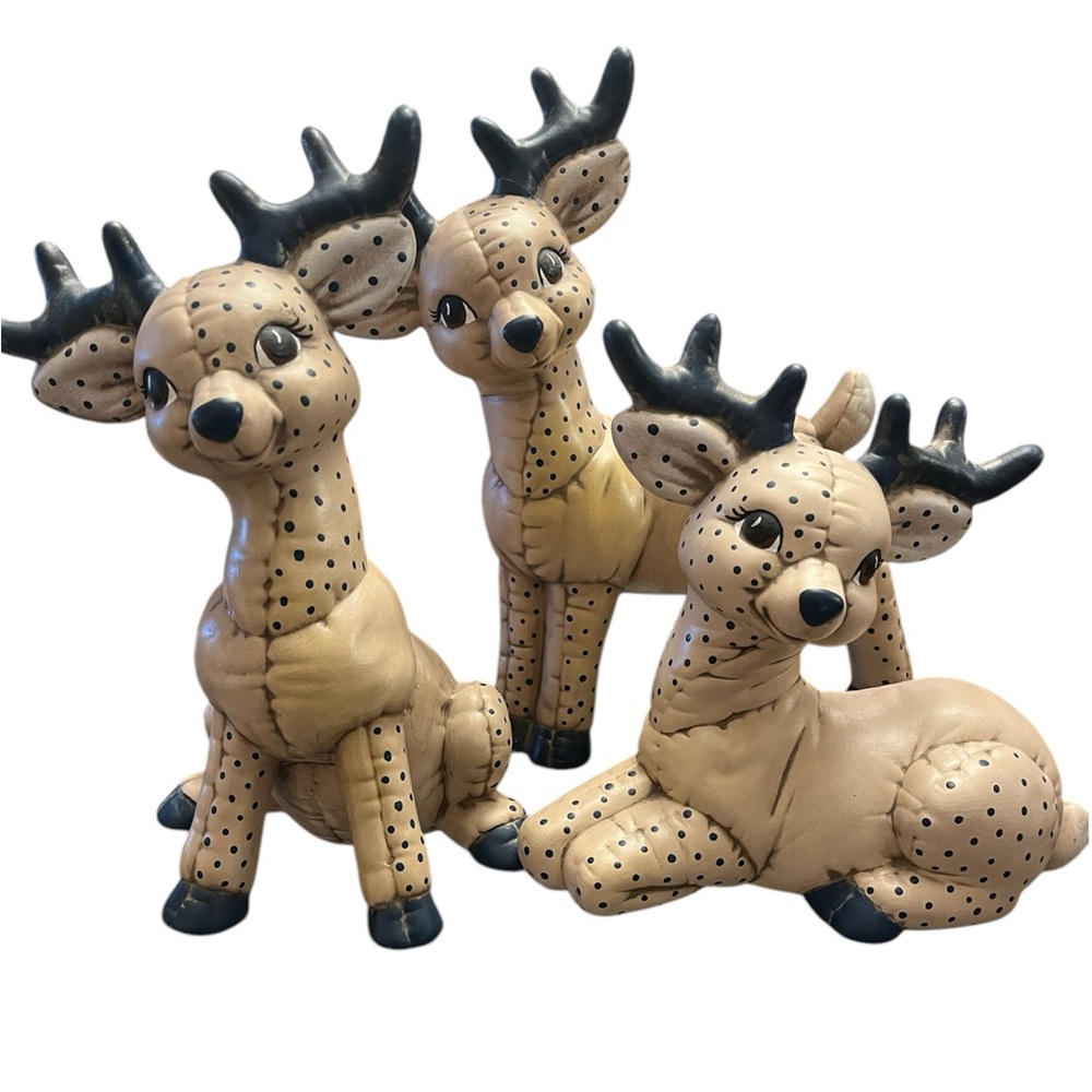 Rare Three Kimple - Tan Deer Figurines Set